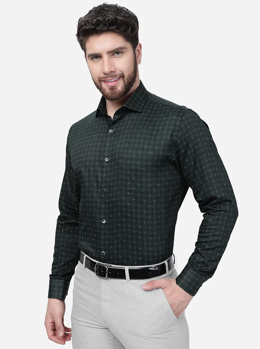 Green Printed Regular Fit Formal Shirt | JadeBlue