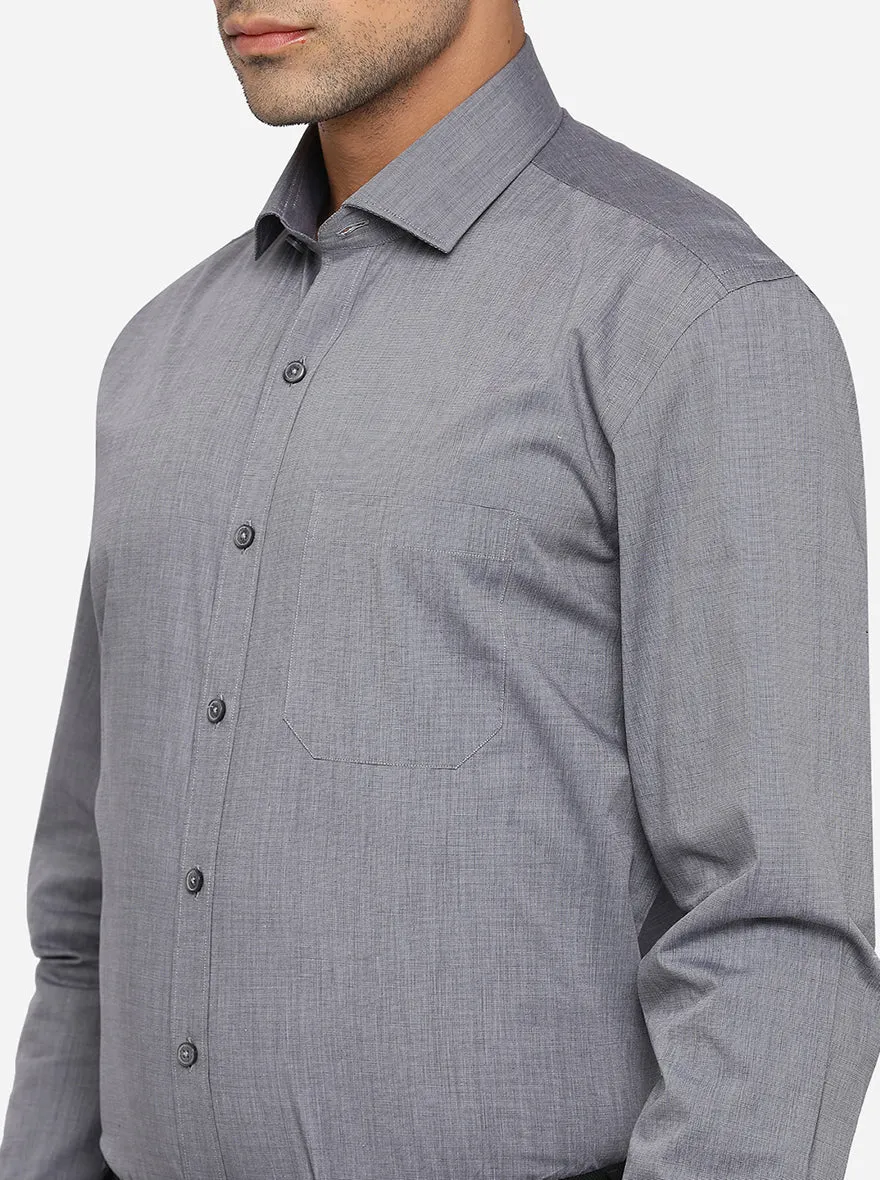 Grey Solid Regular Fit Formal Shirt | JadeBlue