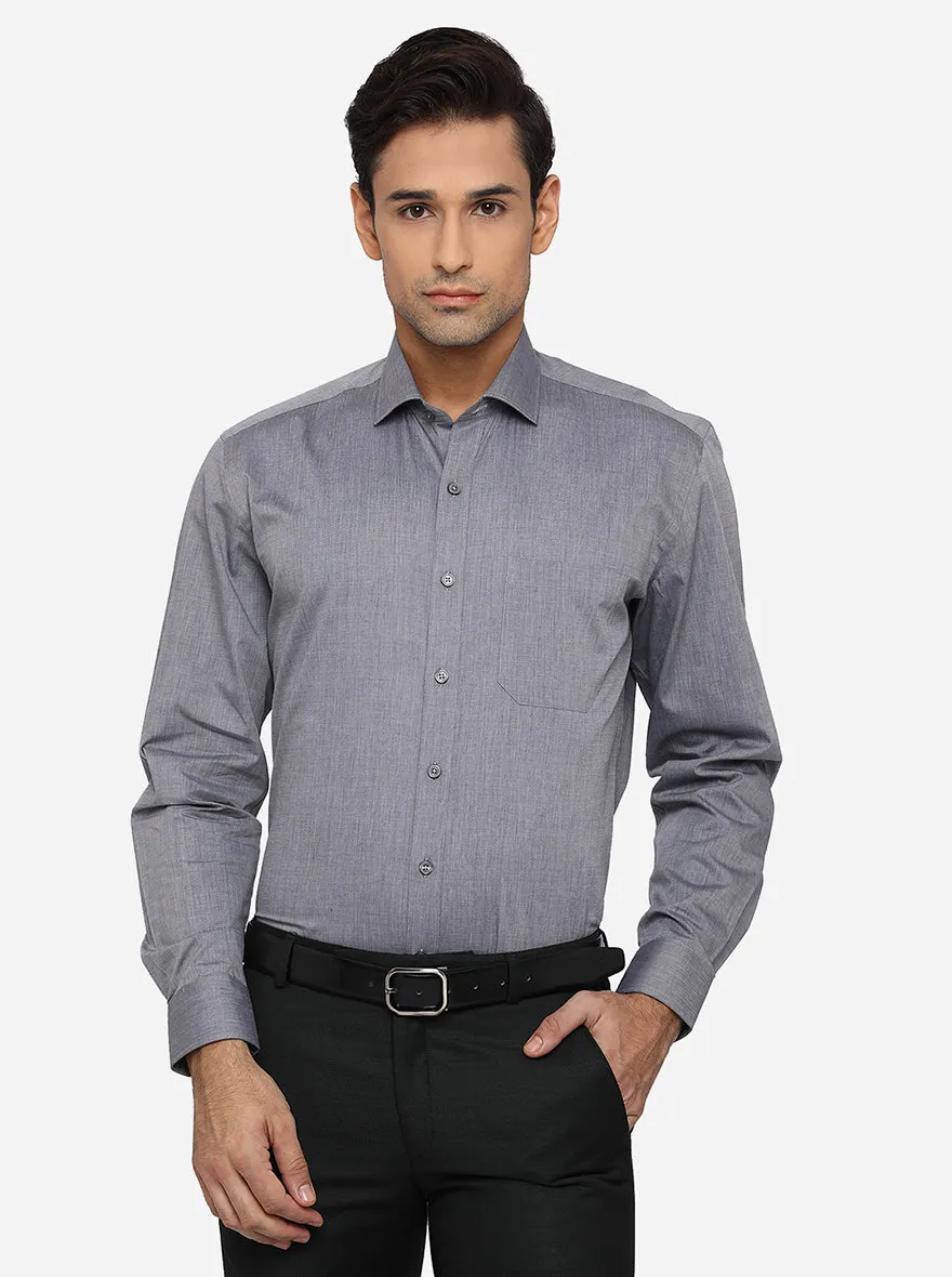 Grey Solid Regular Fit Formal Shirt | JadeBlue