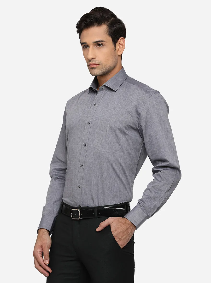 Grey Solid Regular Fit Formal Shirt | JadeBlue