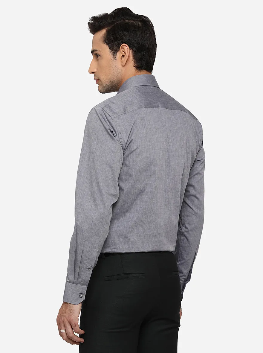 Grey Solid Regular Fit Formal Shirt | JadeBlue