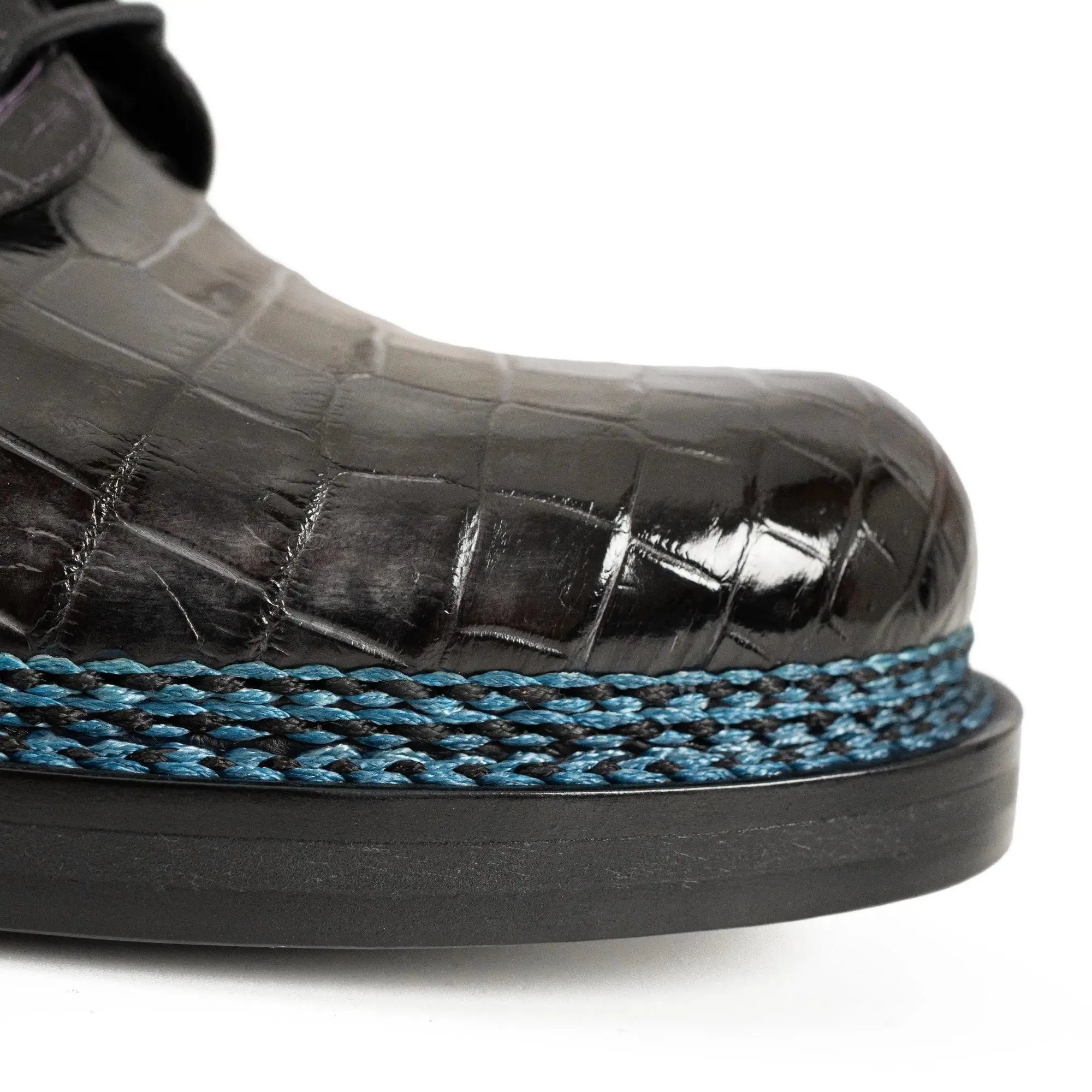 Handcrafted Nile Crocodile Derby Shoes – Norwegian Stitch