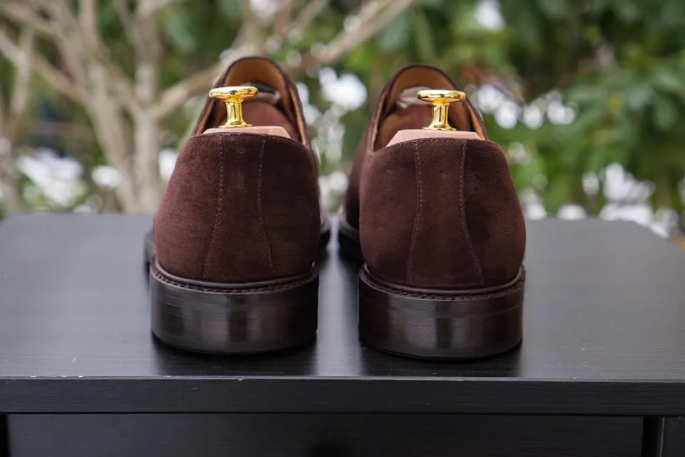 Handmade Brown Suede Derby Shoes for Men