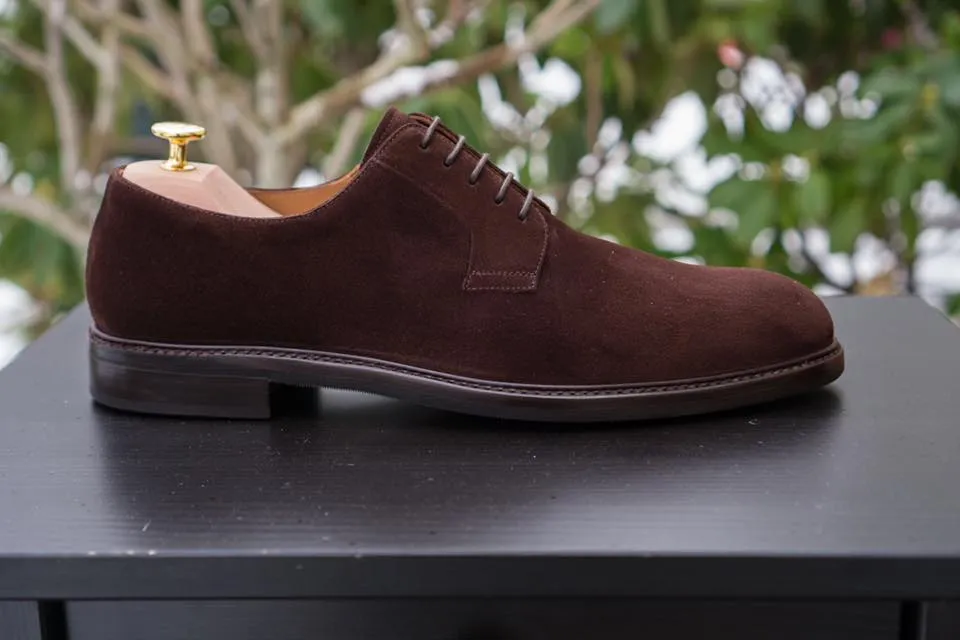 Handmade Brown Suede Derby Shoes for Men