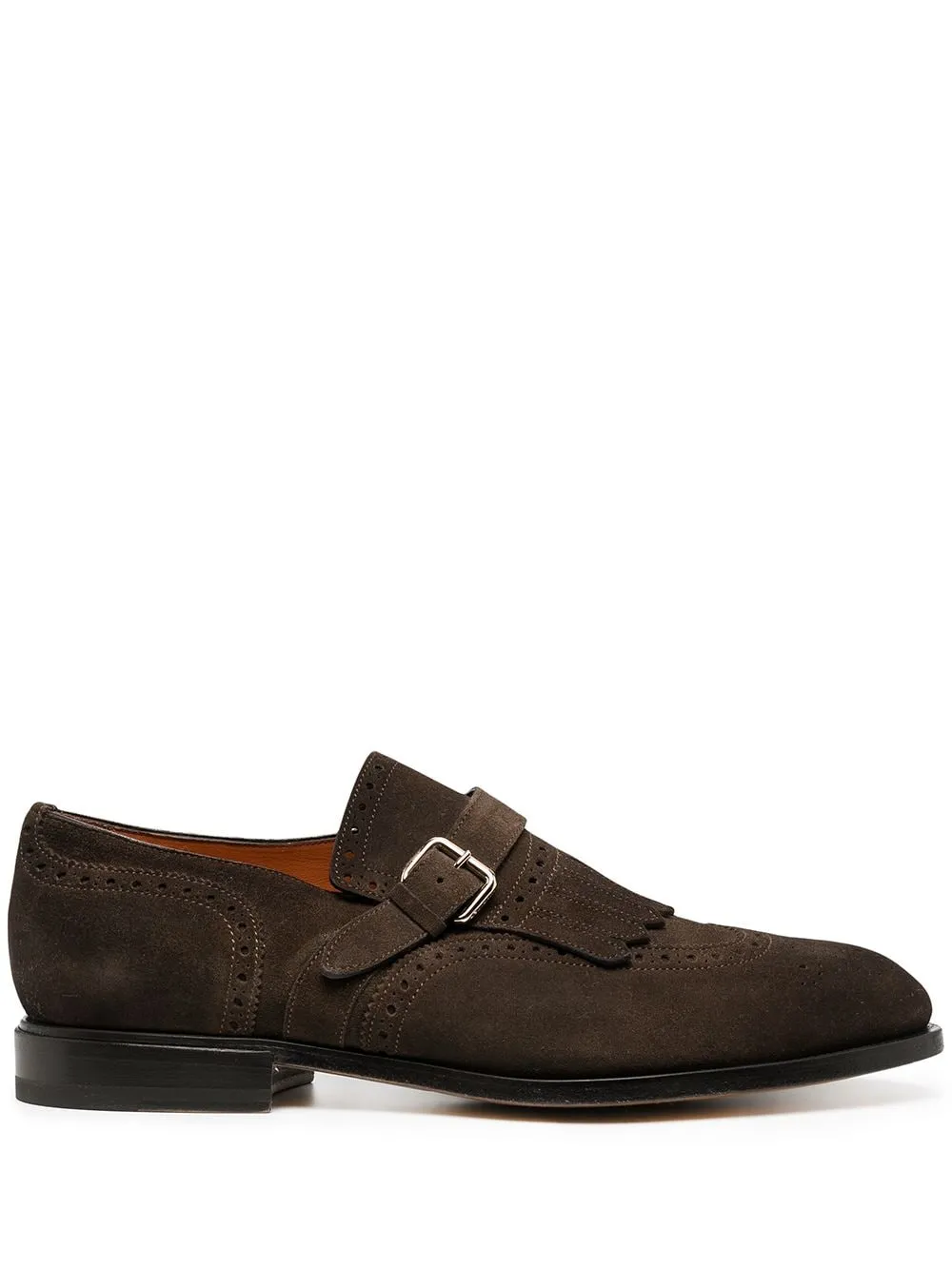 Handmade Brown Suede Monk Shoes for Men