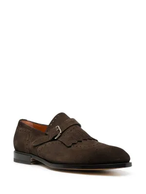 Handmade Brown Suede Monk Shoes for Men