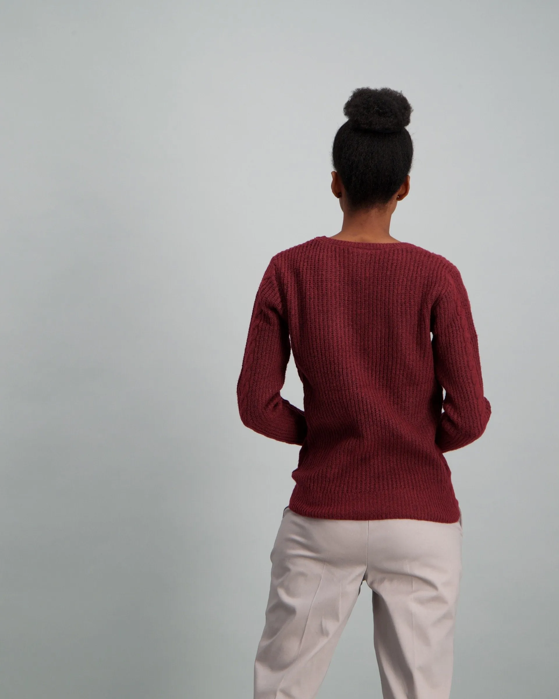 Ladies-Spray Dye Pullover - Burgundy