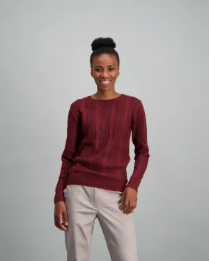 Ladies-Spray Dye Pullover - Burgundy