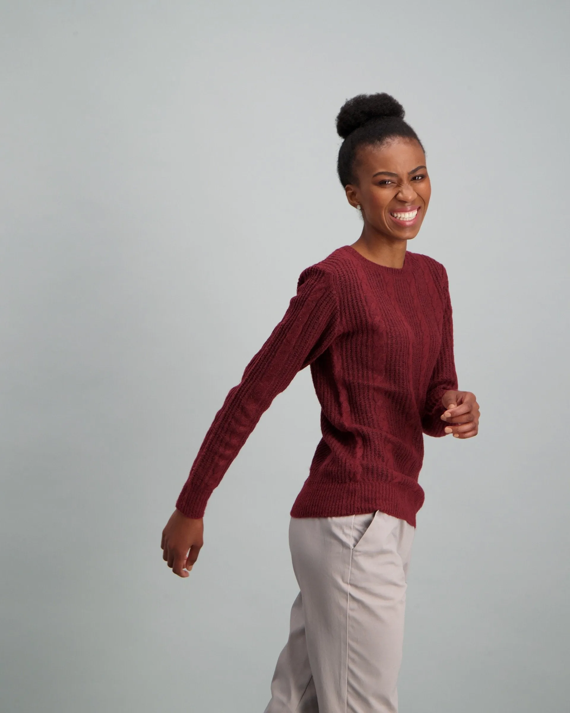 Ladies-Spray Dye Pullover - Burgundy