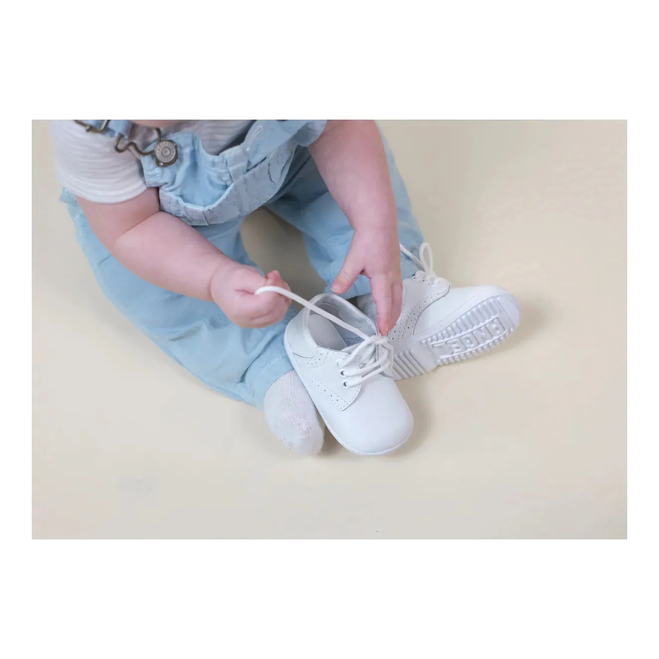 L'Amour Shoes James Boy's White Leather Lace Up Shoe (Baby)