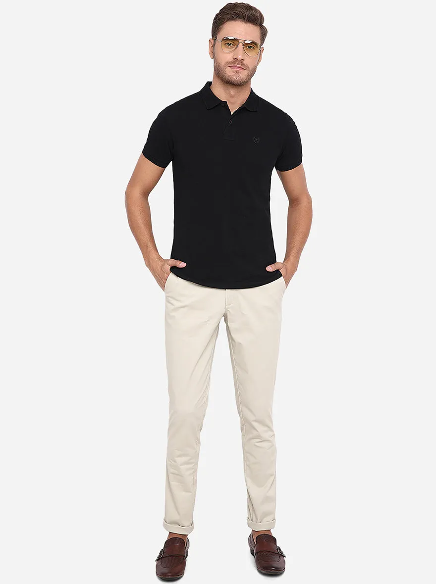 Light Beige Solid Uno Fit Casual Trouser | JadeBlue