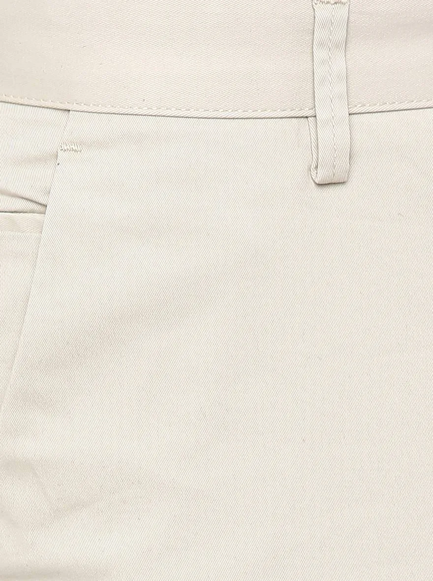 Light Beige Solid Uno Fit Casual Trouser | JadeBlue