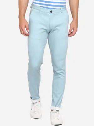 Light Blue Solid Venice Fit Casual Trouser | JadeBlue