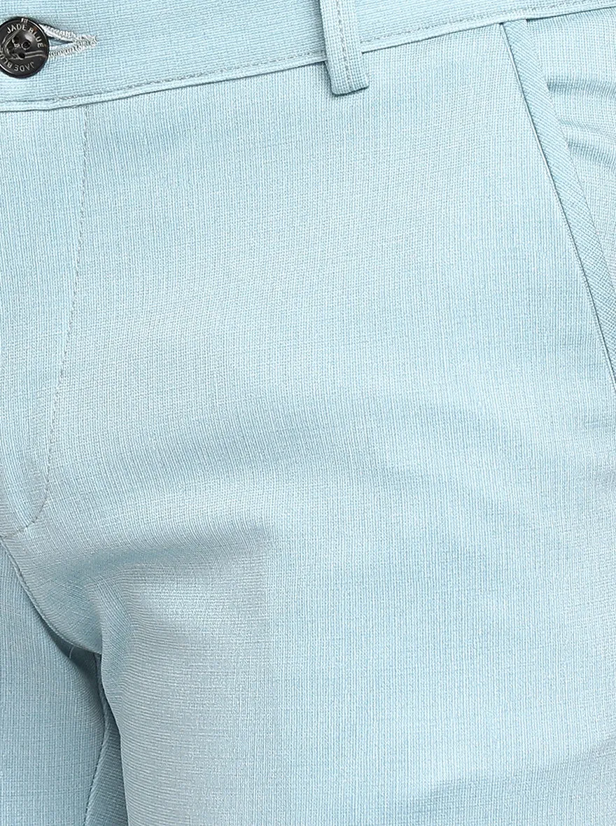 Light Blue Solid Venice Fit Casual Trouser | JadeBlue
