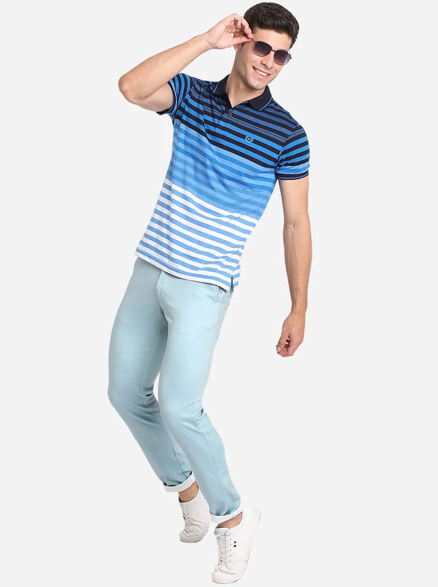 Light Blue Solid Venice Fit Casual Trouser | JadeBlue