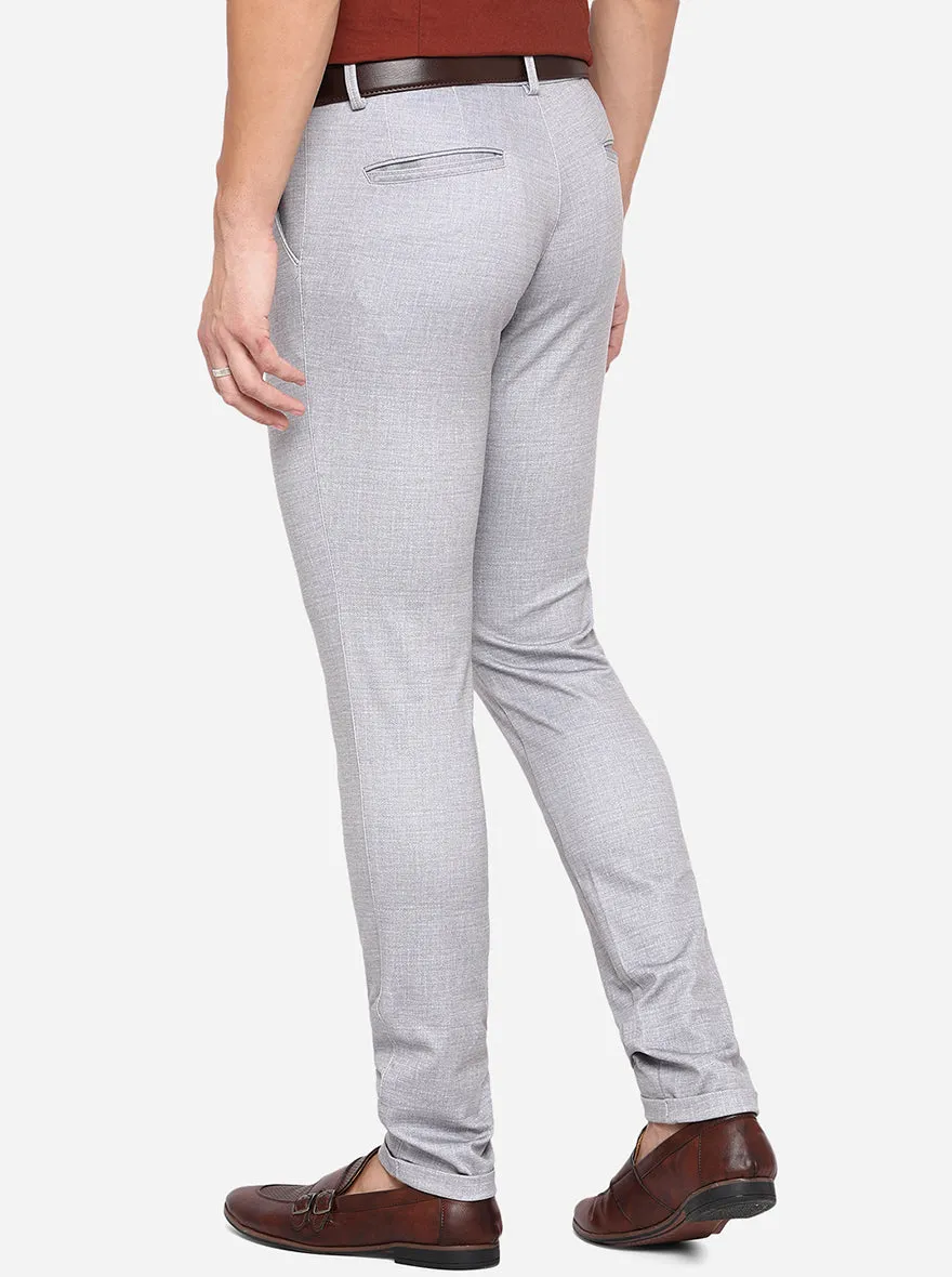 Light Grey Solid Slim Fit Club Wear Trouser | JB Studio