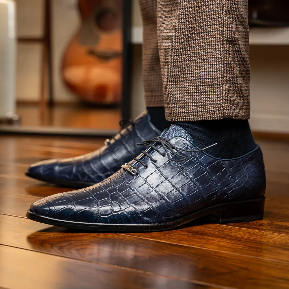 Marco Di Milano Bono in Navy Alligator Oxford Shoes