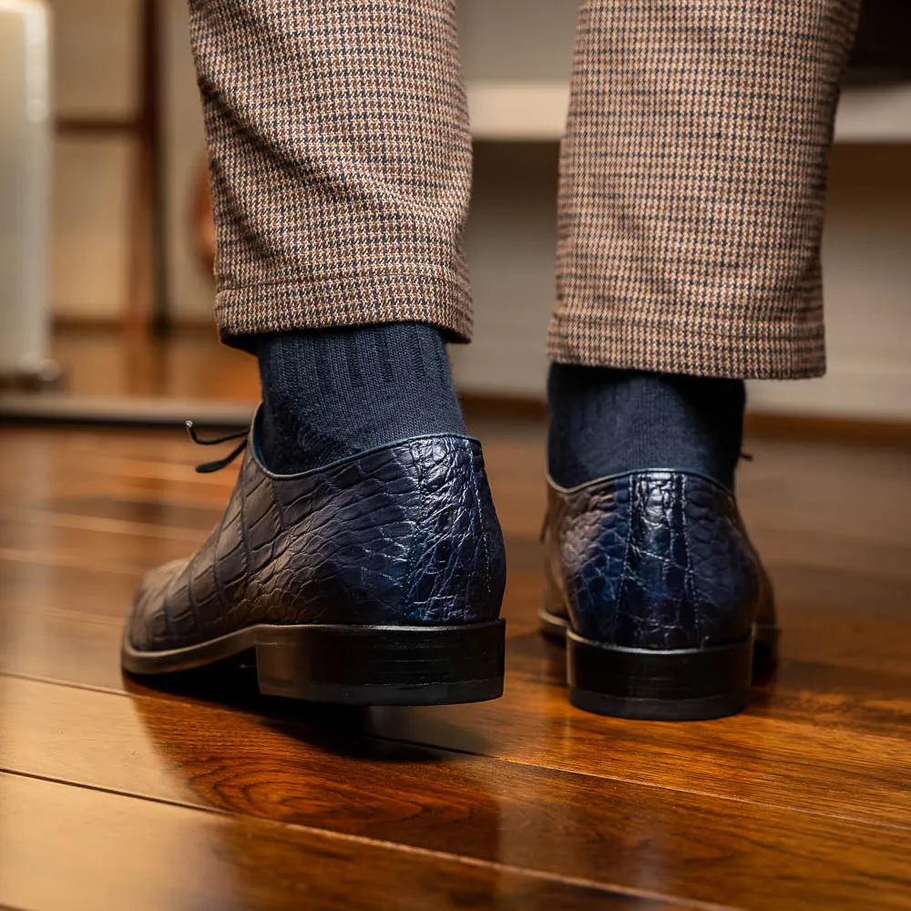 Marco Di Milano Bono in Navy Alligator Oxford Shoes