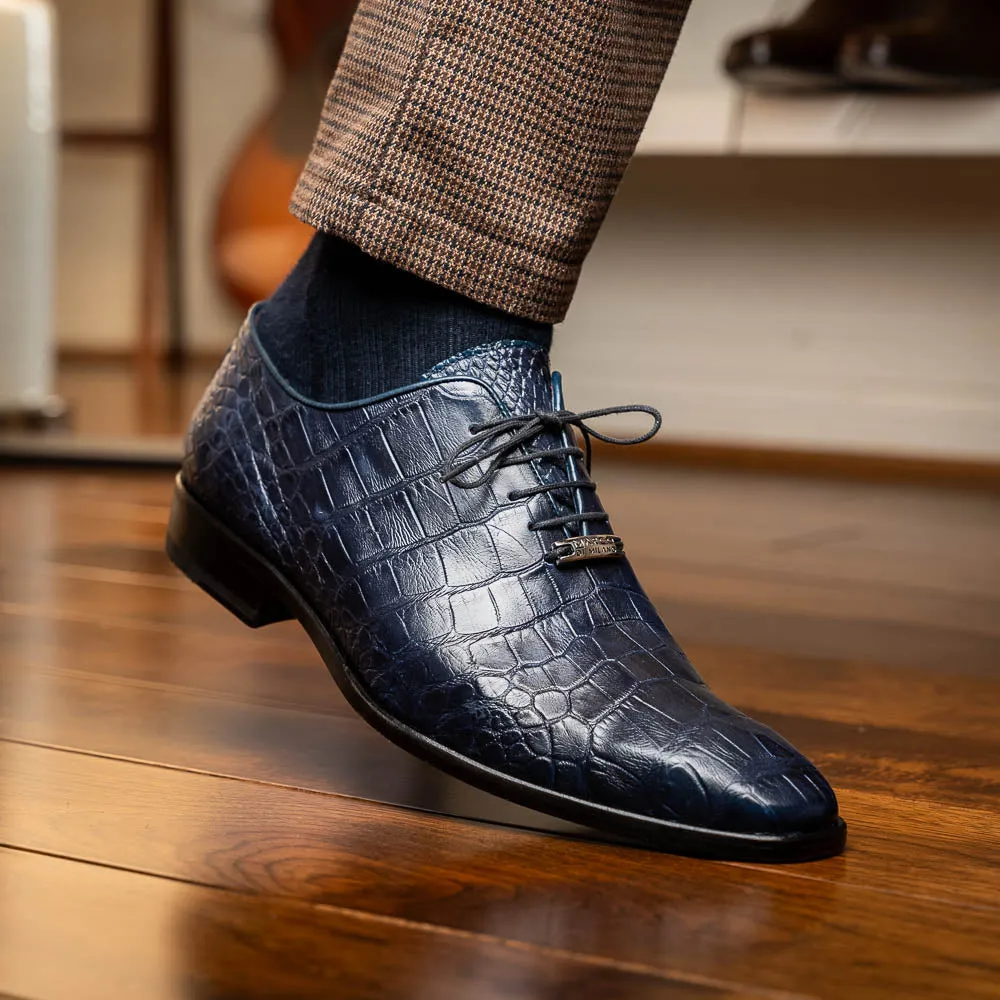 Marco Di Milano Bono in Navy Alligator Oxford Shoes