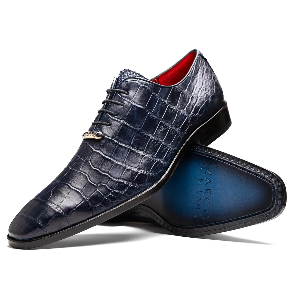 Marco Di Milano Bono in Navy Alligator Oxford Shoes