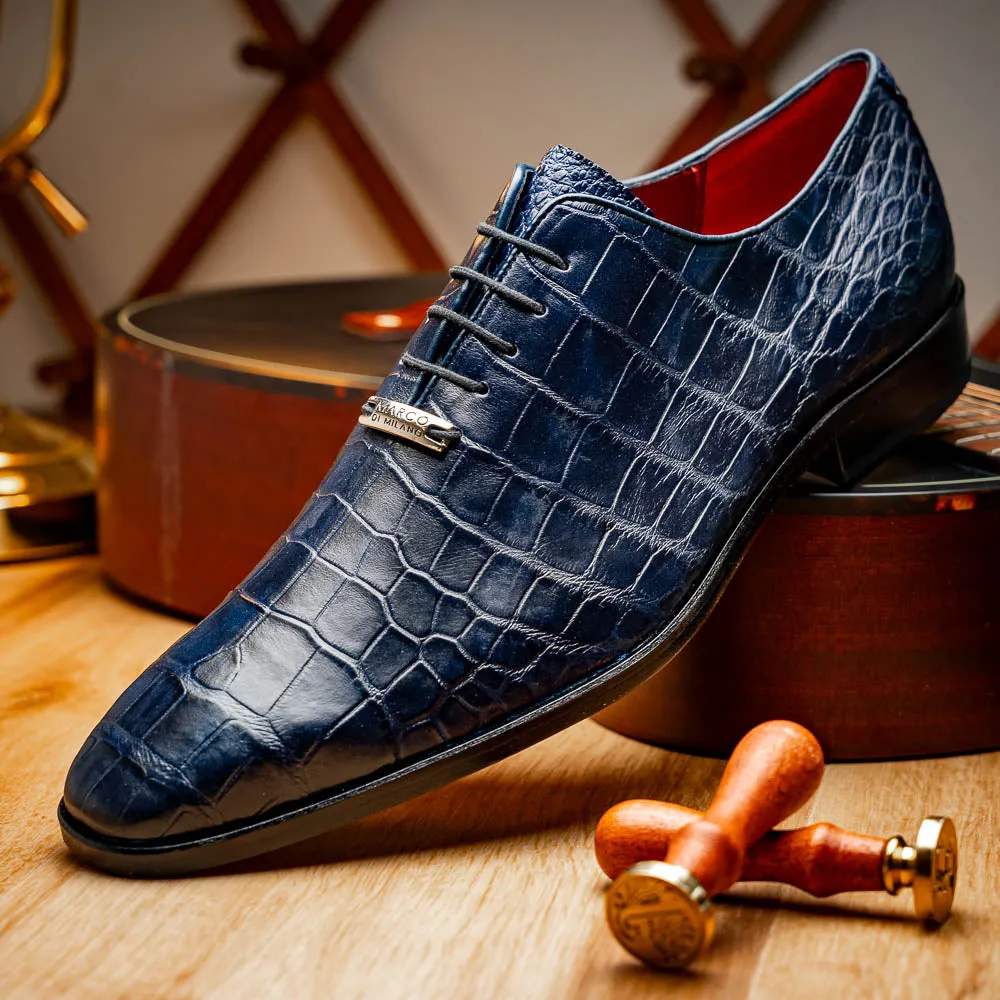 Marco Di Milano Bono in Navy Alligator Oxford Shoes