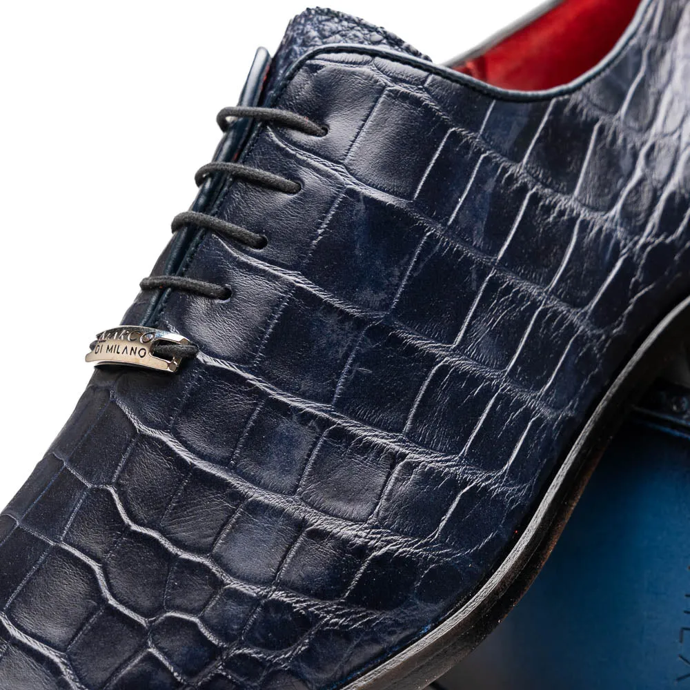 Marco Di Milano Bono in Navy Alligator Oxford Shoes