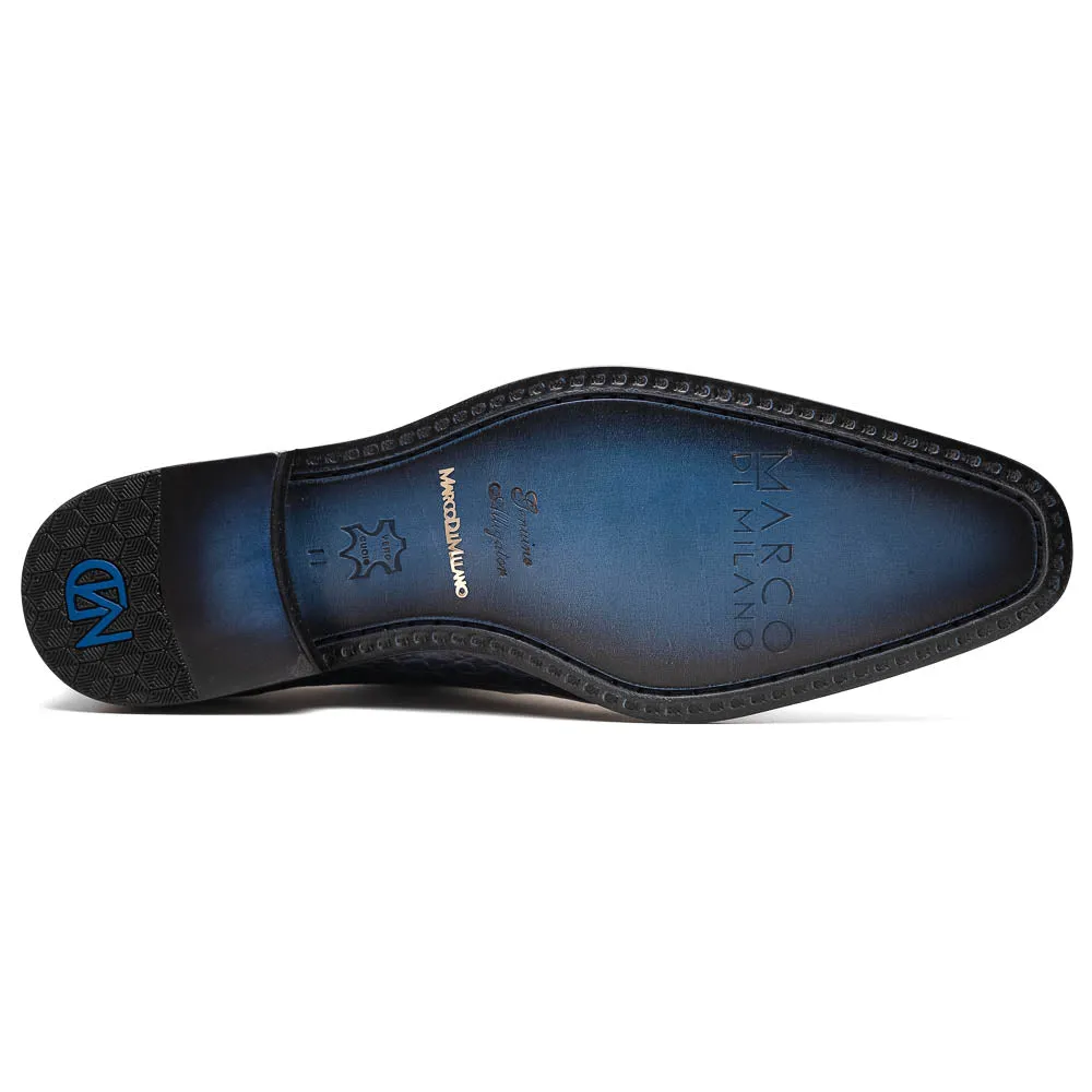 Marco Di Milano Bono in Navy Alligator Oxford Shoes