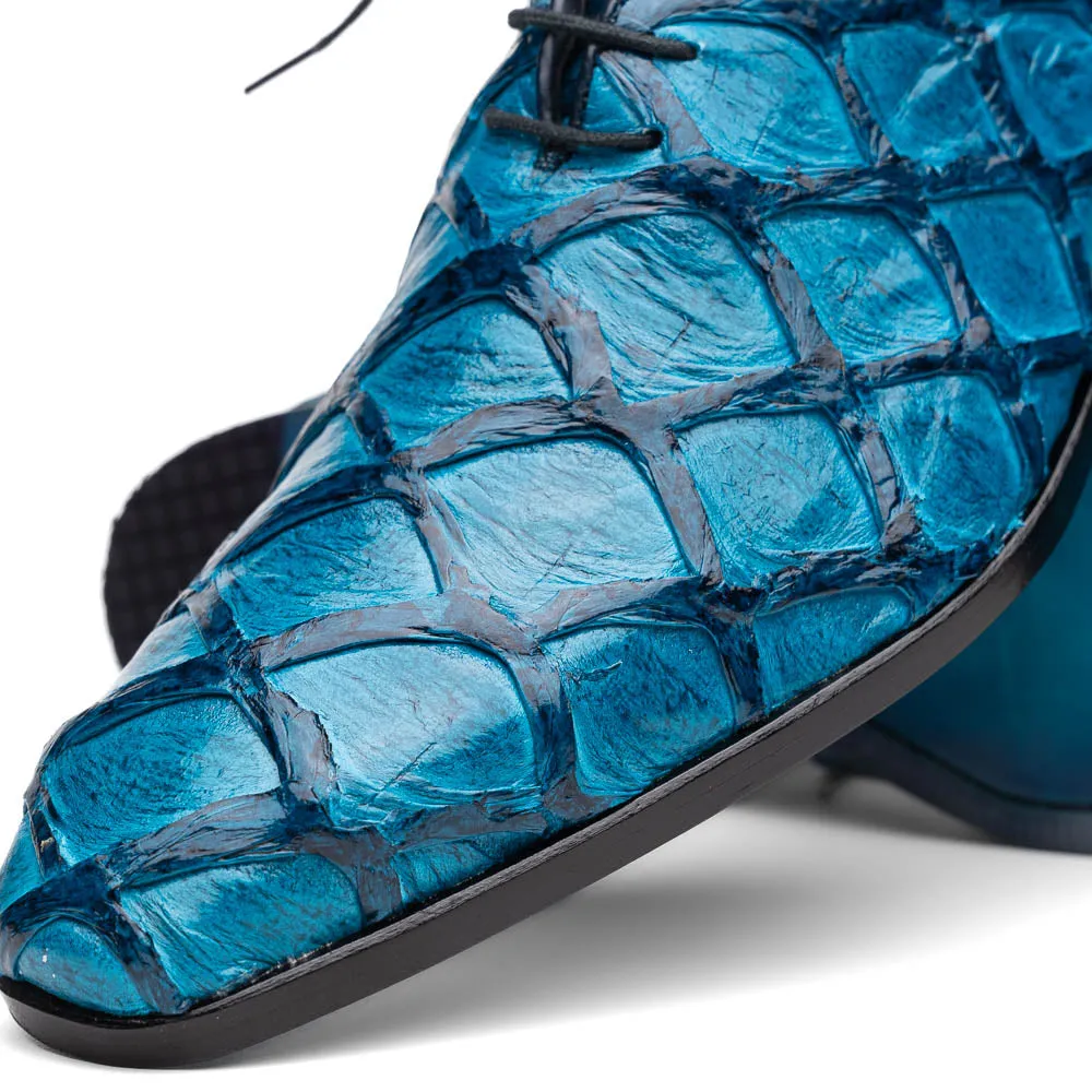Marco Di Milano Olivieri in Caribbean Blue Pirarucu Oxford Dress Shoes