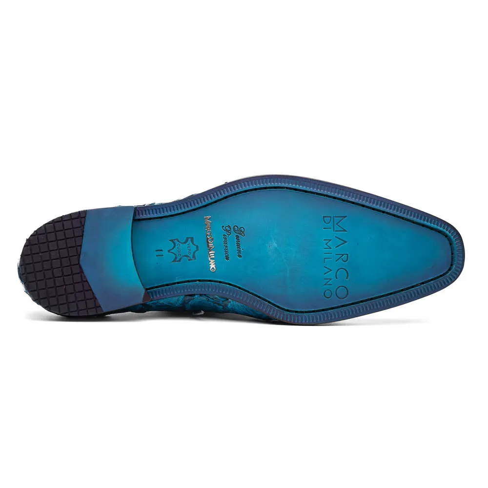 Marco Di Milano Olivieri in Caribbean Blue Pirarucu Oxford Dress Shoes