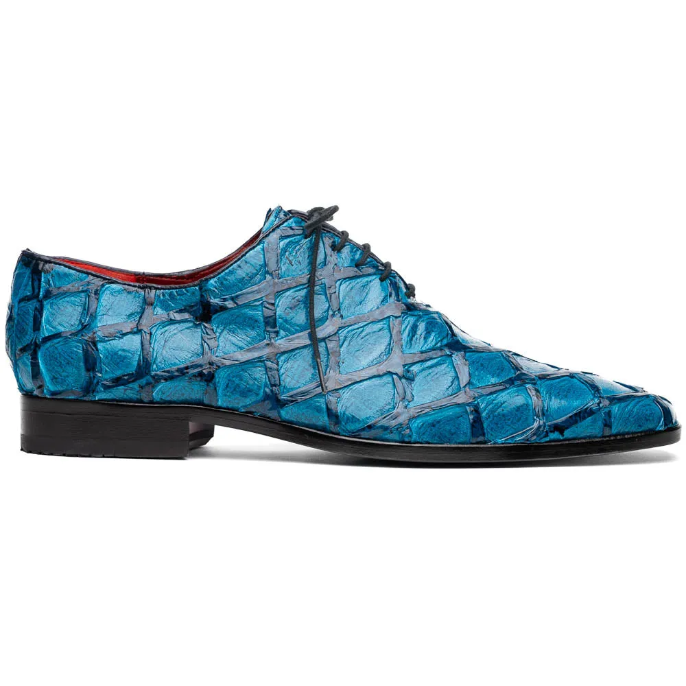 Marco Di Milano Olivieri in Caribbean Blue Pirarucu Oxford Dress Shoes