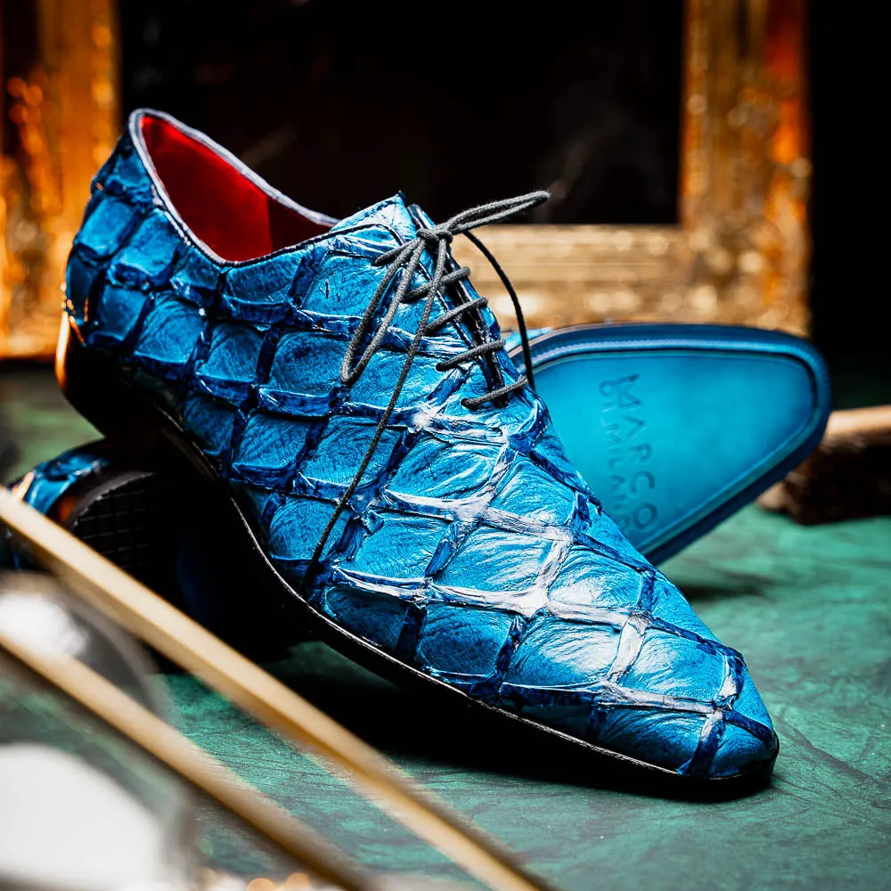 Marco Di Milano Olivieri in Caribbean Blue Pirarucu Oxford Dress Shoes