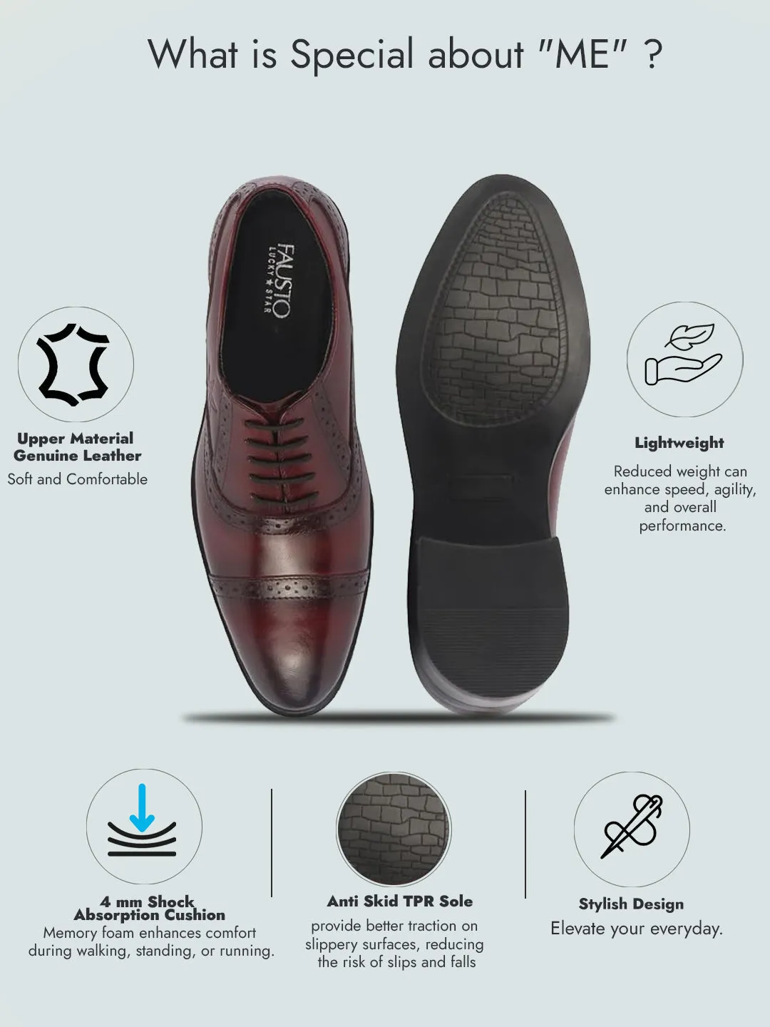 Men Brown Genuine Leather Formal Lace Up Brogue Shoes for Office|Meeting Event Shoes with Comfort