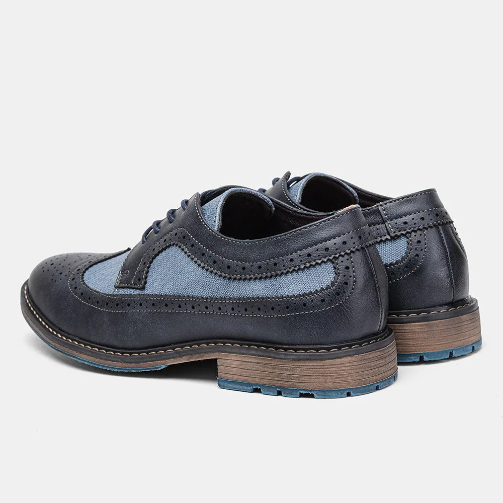 Men's Brogue Color Matching Casual Business Leather Shoes Comfortable