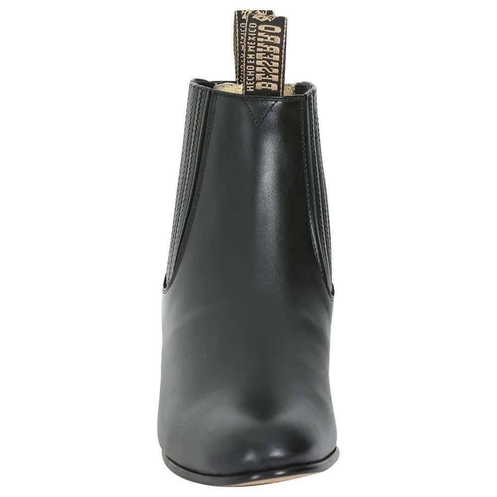 Men's Genuine Leather Classic Charro Ankle Boots 'El Besserro' Black Color 207