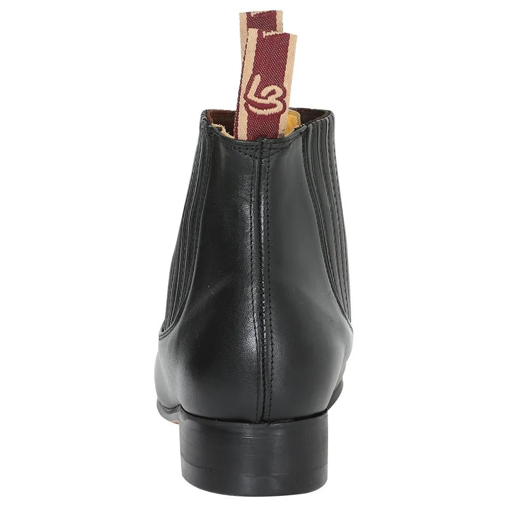 Men's Genuine Leather Classic Charro Ankle Boots 'El Besserro' Black Color 207