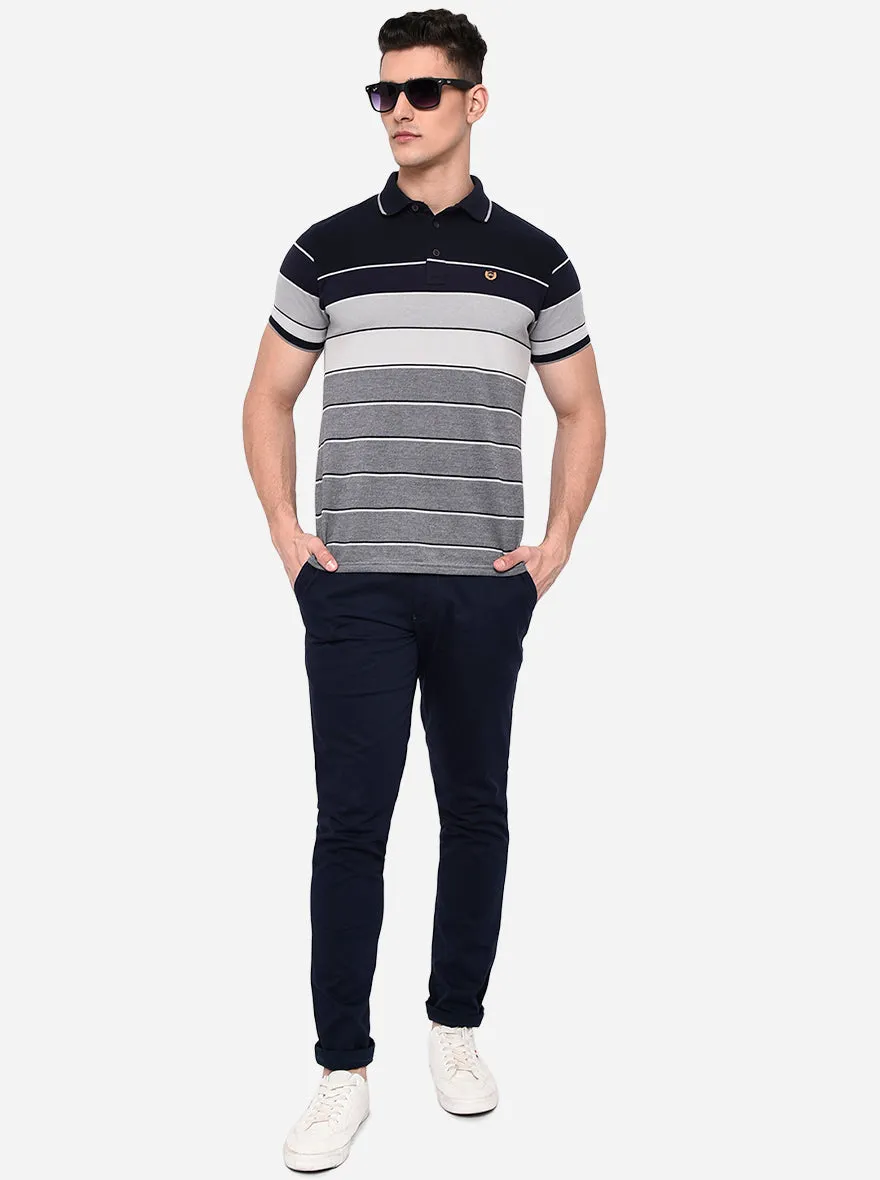 Navy Blue Solid Neo Fit Casual Trouser | Greenfibre