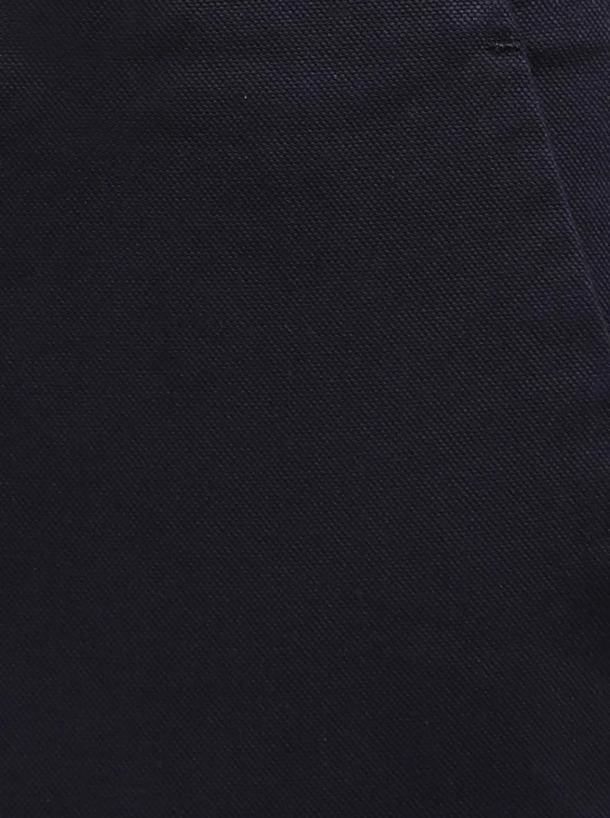 Navy Blue Solid Slim Fit Casual Trouser | JadeBlue