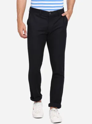 Navy Blue Solid Uno Fit Casual Trouser | JadeBlue