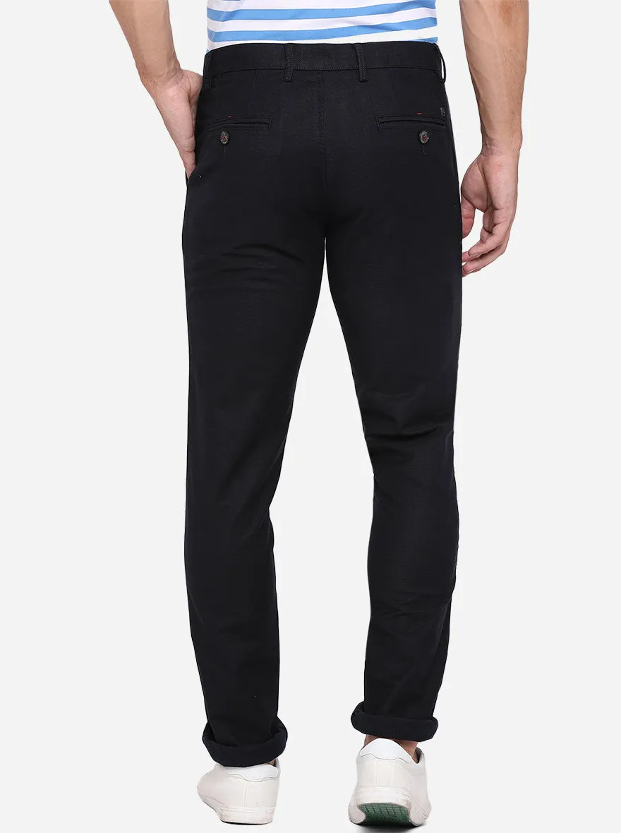 Navy Blue Solid Uno Fit Casual Trouser | JadeBlue