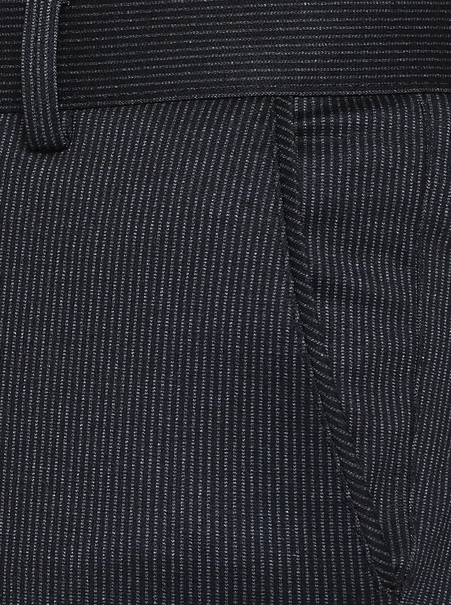 Navy Blue Solid Venice Fit Casual Trouser | JadeBlue