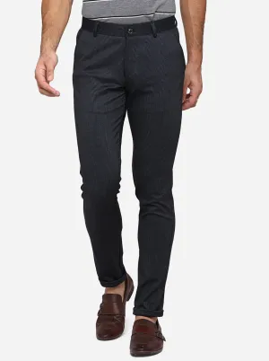 Navy Blue Solid Venice Fit Casual Trouser | JadeBlue