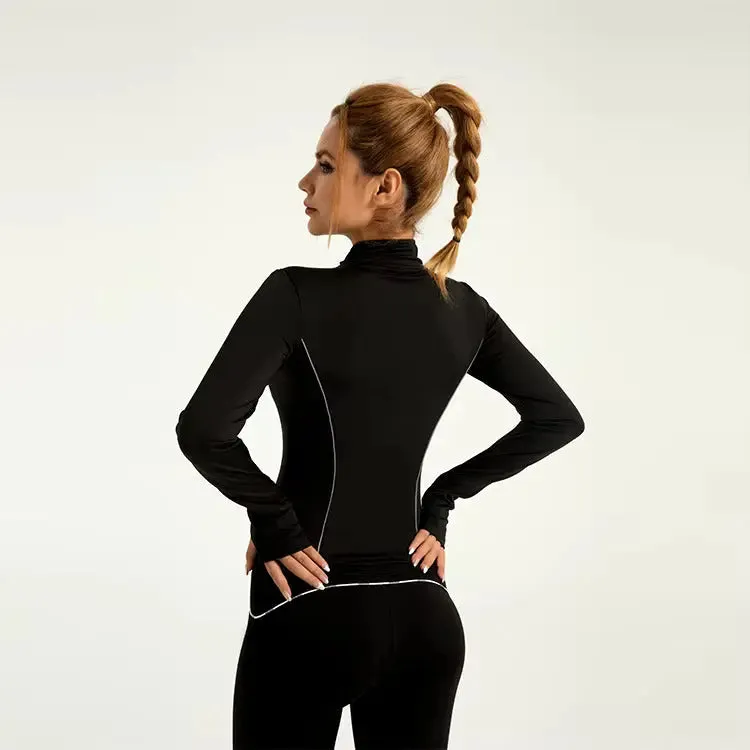 New Stretchy Full Zip Up Polyester Comfortable women's sports jacket Running Quick-Dry Sports Clothing Gym Women Jacket