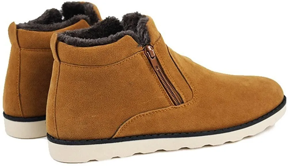 NXY Men's Snow Boots Mid-Calf Zip Up Warm Ankle Boots Casual Sneakers Shoes