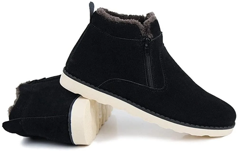 NXY Men's Snow Boots Mid-Calf Zip Up Warm Ankle Boots Casual Sneakers Shoes