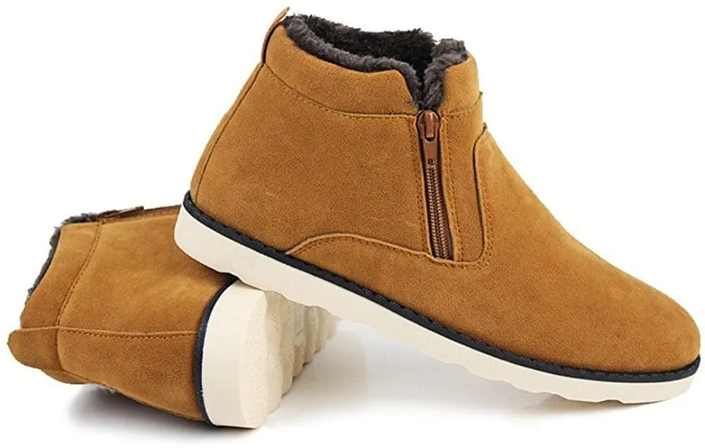 NXY Men's Snow Boots Mid-Calf Zip Up Warm Ankle Boots Casual Sneakers Shoes
