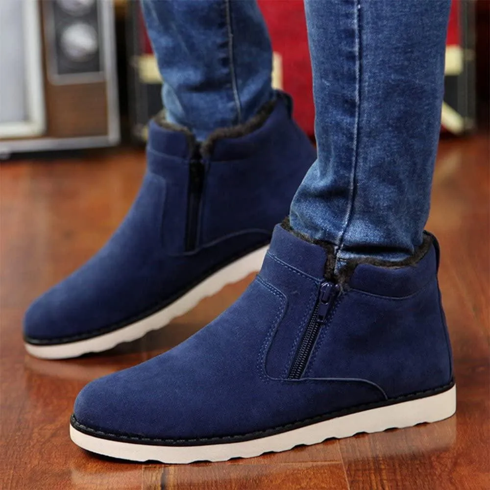 NXY Men's Snow Boots Mid-Calf Zip Up Warm Ankle Boots Casual Sneakers Shoes