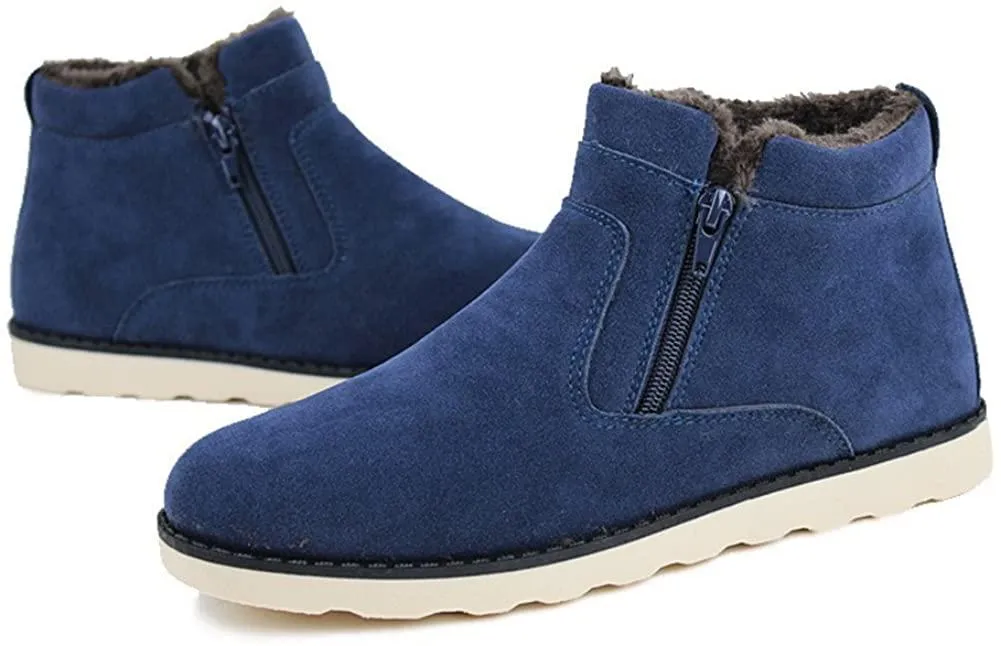 NXY Men's Snow Boots Mid-Calf Zip Up Warm Ankle Boots Casual Sneakers Shoes