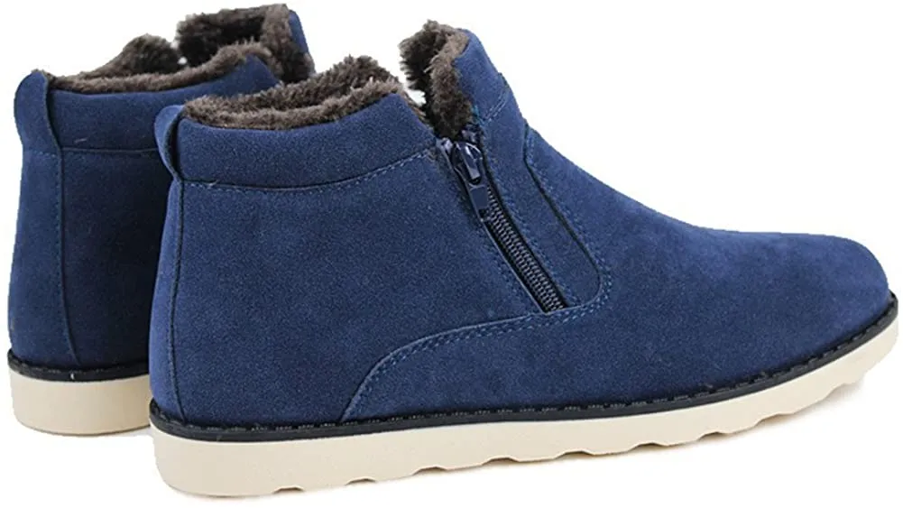 NXY Men's Snow Boots Mid-Calf Zip Up Warm Ankle Boots Casual Sneakers Shoes