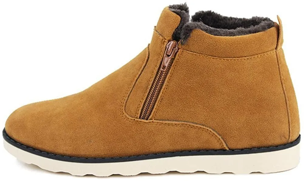 NXY Men's Snow Boots Mid-Calf Zip Up Warm Ankle Boots Casual Sneakers Shoes
