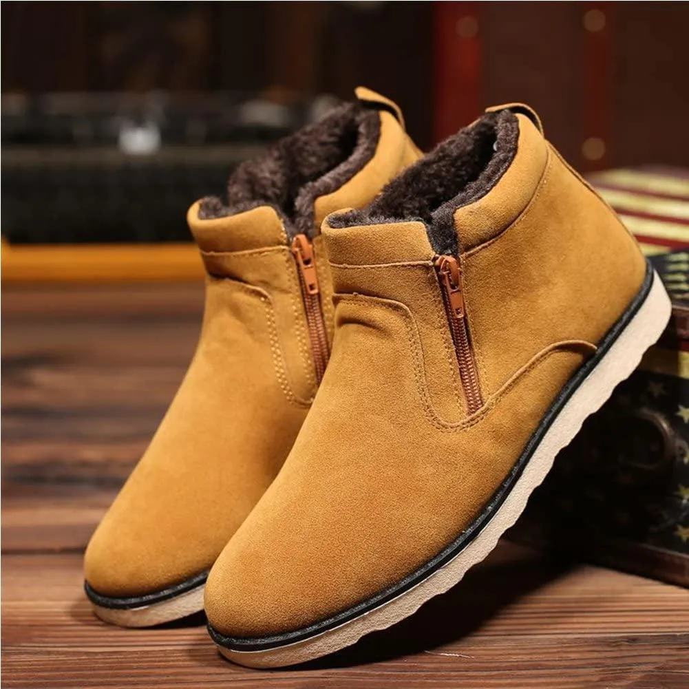 NXY Men's Snow Boots Mid-Calf Zip Up Warm Ankle Boots Casual Sneakers Shoes
